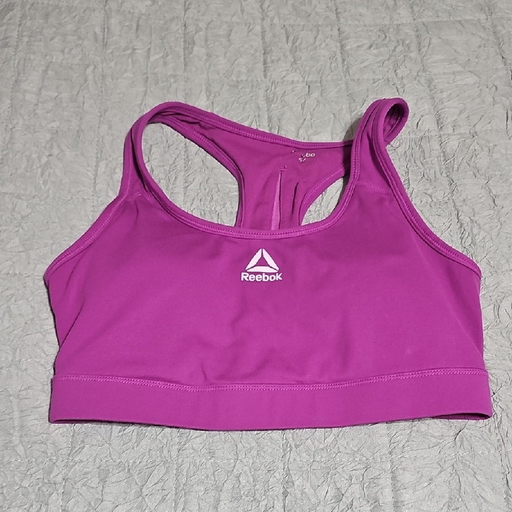 Reebok Pink Racerback Sports Bra with White Logo